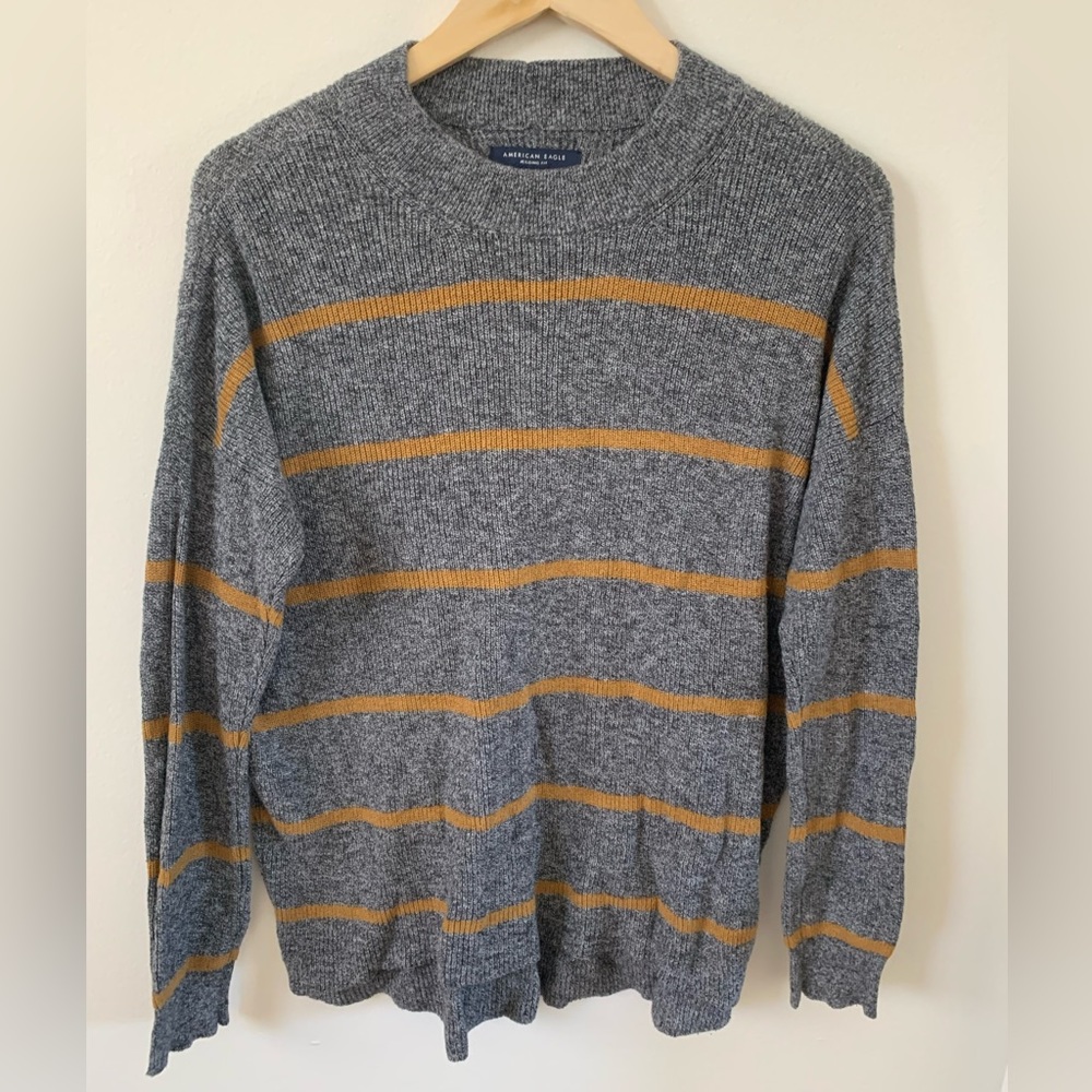 American Eagle stretchy slightly off shoulder sweater, Hufflepuff colors!